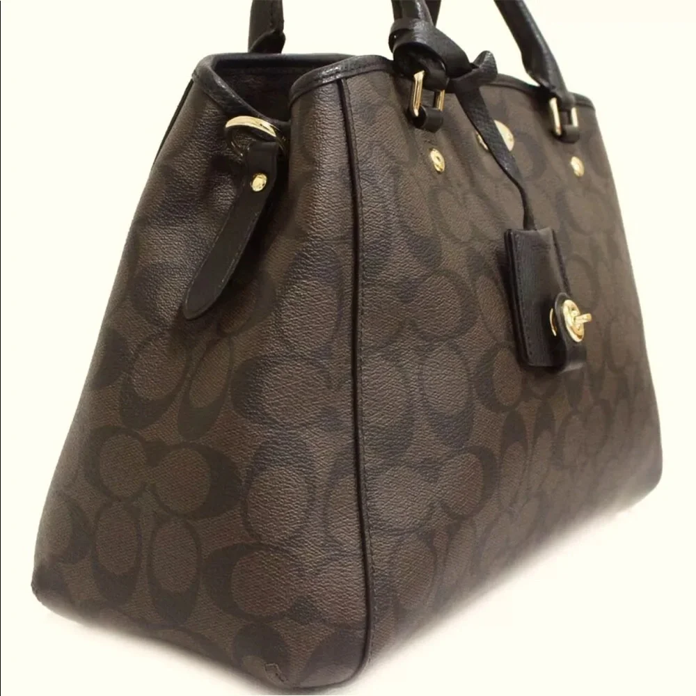 COACH NWT Coach 2Way Signature Handbag Women 'S Brown Pvc Razor F34608 No. 2809